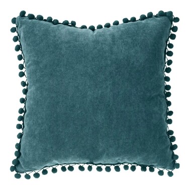 Atmosphera Pom-Pom Cushion (40 x 14 x 40 cm, Duck Blue)