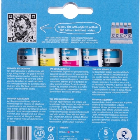 Van Gogh Watercolour Primary Mixing Set   5 X 10 Ml Tubes