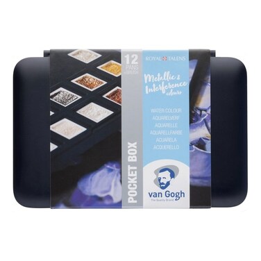 Van Gogh Watercolour Pocket Box Specialty Metallics 12 Colours In Half Pans