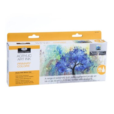 Royal &amp; Langnickel Essentials 6Pc Primary Colors Acrylic Art Ink Bottles