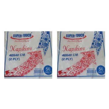 Super Touch 2 Ply Tissue Paper Napkin 40x40cm 50-Pcs Each Pack Of 2