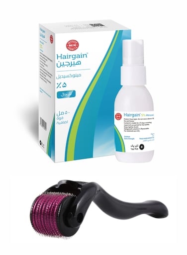 Hairgain 5% Minoxidil Hair Regrowth Solution 50ml + Derma Roller