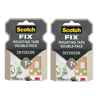 Scotch Fix Double-Face Interior Mounting Tape (19 mm x 1.5 m, Pack Of 2)