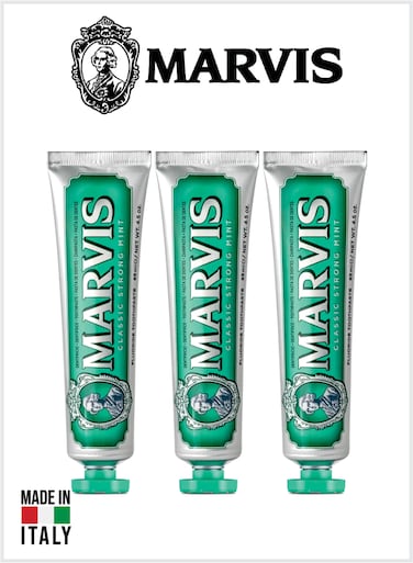 Classic Strong Mint Toothpaste Fluoride Toothpaste, Intense Fresh Breath, Plaque &amp; Cavity Protection 85ML Pack Of 3