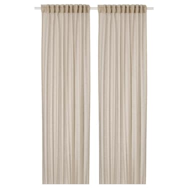Sheer Curtains 1 Pair Light Beige/With Heading Tape 145X300 Cm
