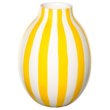 Vase Striped White/Yellow 25 Cm
