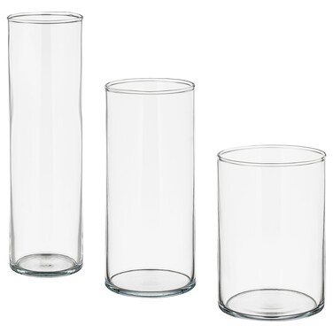 Vase Set Of 3 Clear Glass