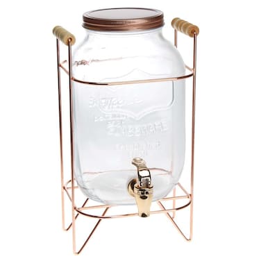 Homekraft Glass Dispenser W/ Rose Gold Stand (18.5 x 17.5 x 32 cm, 4 L)