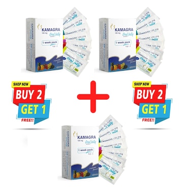 Kamagra Oral Jelly Pack 7 X 100 Mg Buy 2 &amp; 1 Free Total 3PCS