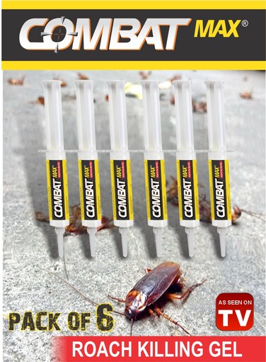 Combat Max 10g Roach Gel - Fast and Long-Lasting Roach Killer Pack Of 6