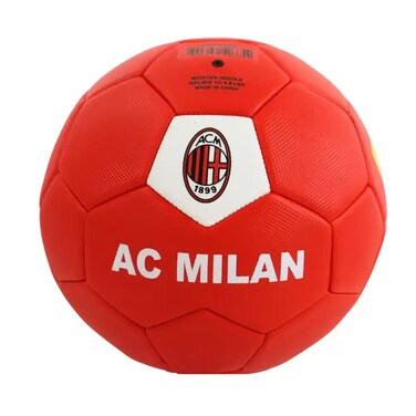 Machine Stitched Football Soccer Ball With AC Milan Football Club Logo Printed- Red