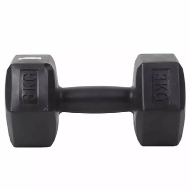 Head Plastic Dumbbell 3kg for Fitness, Strength Training Equipment- Black