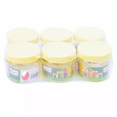6pcs Sunpet Plastic Round Food Container Transparent 200ml With Yellow Cover