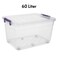Kovar Transparent Storage Plastic Box With Locking Lid And Wheel- 60Ltr