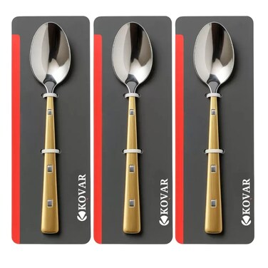Kovar Gray Stainless Steel Coffee Spoon With Golden Handle- 3Pcs