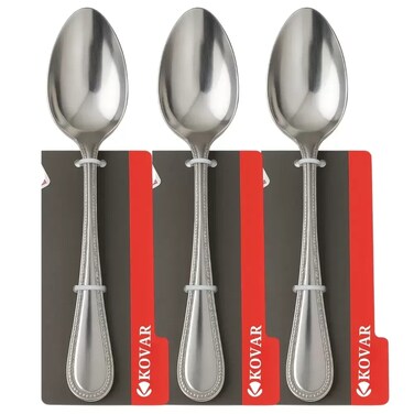 Kovar Elegant Stainless Steel Gray Table Spoon With Patterned Handle- 3Pcs