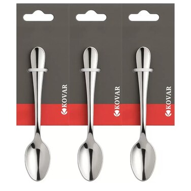 Kovar Elegant Stainless Steel Gray Coffee Spoon Plain Design Small Size- 3Pcs