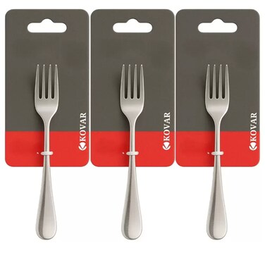 Kovar Elegant Stainless Steel Gray Cake Fork Plain Design Small Size- 3Pcs