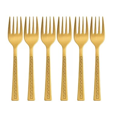 Kovar Gold Plated Stainless Steel Cake Fork Set- 6Pcs