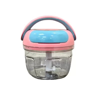 Manual Plastic Food And Vegetable Hand Chopper- Pink And Green