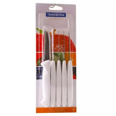 Tramontina Vegetable And Fruit Knives Set 3 Inch White Knives- Pack Of 6