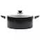 Casserole Aluminum 2 Layer Non-Stick Pan Glass Lid, Black 28Cm