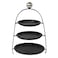Round And Flat 3 Tier Dessert Display Rack In Different Size With Metal Frame- Black
