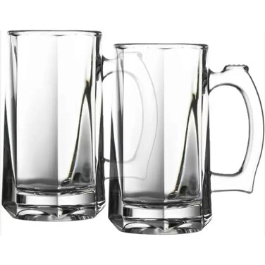 Pasabahce Long And Strong Bottle Drinking Glass 355CC With Handle- 2pcs