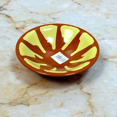 Dynasty Melamine Hummus 6.5Inch Bowl- Brown and Yellow