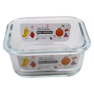 Airtight Glass Container, Food Storage Containers with Snap Locking Lids- 370ml
