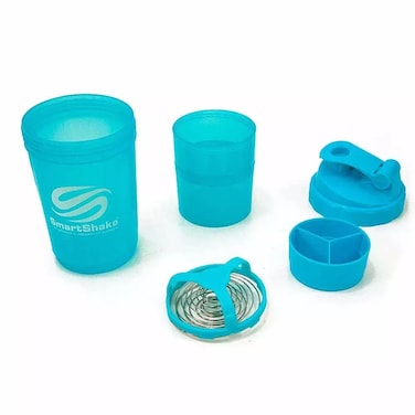 Smart Cup with 3 Compartments Conveniently Store Powder, Snacks - Sky Blue