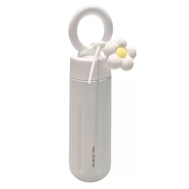 New Fashion Stainless Steel Vacuum Flask Flower Water Bottle with Round Handle- Grey