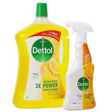 Antibacterial Power Floor Cleaner Lemon Saint 3L+500Ml Lemon Squeeze Cleaner