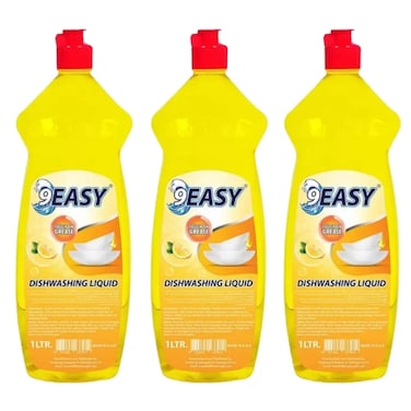 9 Easy Lemon Fragranced Dishwashing Liquid, Tough On Grease- 3X1Ltr