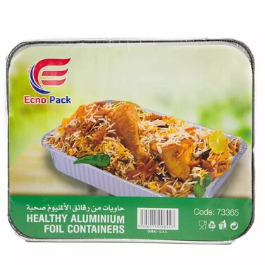 Ecno Pack Aluminium Food Container With Lid Large Size 73365- 5Pcs