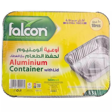 Falcon Aluminium Food Container With Lid Large Size 131- 10Pcs Extra Thick