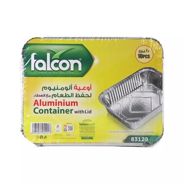 Falcon Aluminium Food Containers With Lid 23X17 Cm- 10Pcs