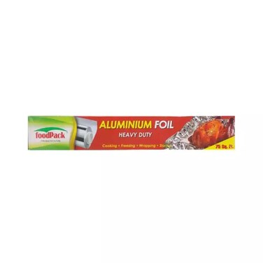 Foodpack Aluminium Foil Paper Roll For Cooking Wrapping- 75 Sq Ft