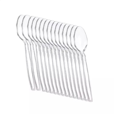 Falcon Disposable Clear Plastic Tea Spoons 6.5 Inch Size- 50Pcs