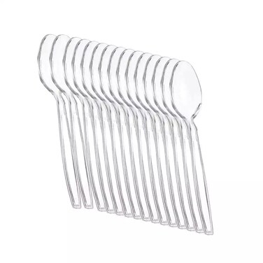 Foodpack Disposable Clear Plastic Tea Spoons 5Inch Size- 50Pcs