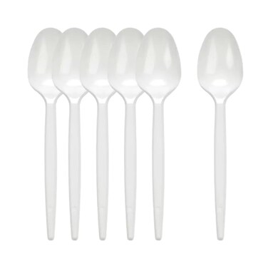 Hotpack Plastic Tea Spoon Disposable White Spoons- 50Pcs
