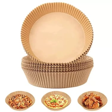 Eco Friendly Non Stick Round Air Fryer Disposable Paper Liners Brown 20X4.5Cm- 100Pcs