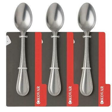 Kovar Elegant Stainless Steel Gray Coffee Spoon With Patterned Handle- 3Pcs