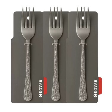Kovar Stainless Steel Gray Cake Fork Set With Rough Pattern Handle- 3Pcs