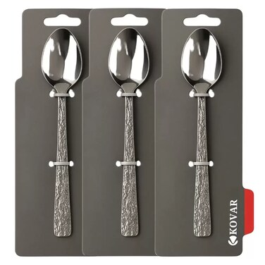 Kovar Stainless Steel Gray Tea Spoon Set With Rough Pattern Handle- 3Pcs