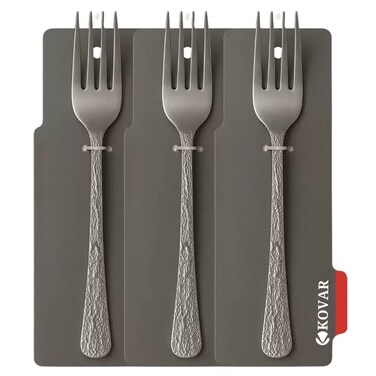 Kovar Stainless Steel Gray Electroplated Dinner Fork Set With Rough Pattern Handle- 3Pcs