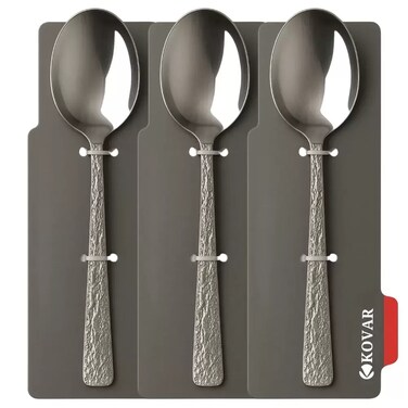 Kovar Stainless Steel Gray Table Spoon Set With Rough Pattern Handle- 3Pcs