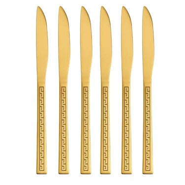 Kovar Stainless Steel Gold Plated Butter Knife Set Large Size- 6Pcs