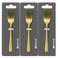 Kovar Stainless Steel Plain Golden Electroplated Cake Fork Set- 3Pcs