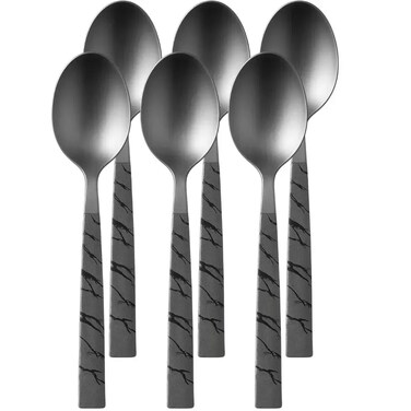 Kovar Stainless Steel Black Table Spoon Set- 6Pcs